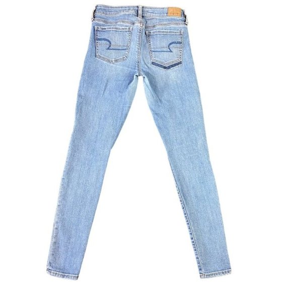 American Eagle Super Stretch X Mid Rise Jegging Busted Knees Sz. 4 w/ 29" Inseam - Picture 2 of 10